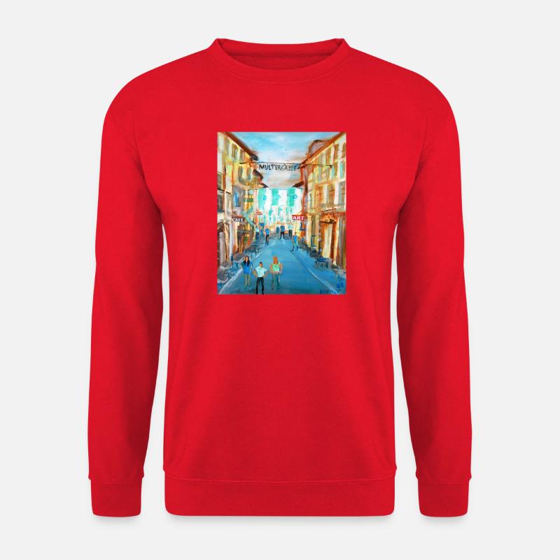 Lebendige Gasse mit Straßencafés Multergasse - Unisex Pullover - Rot