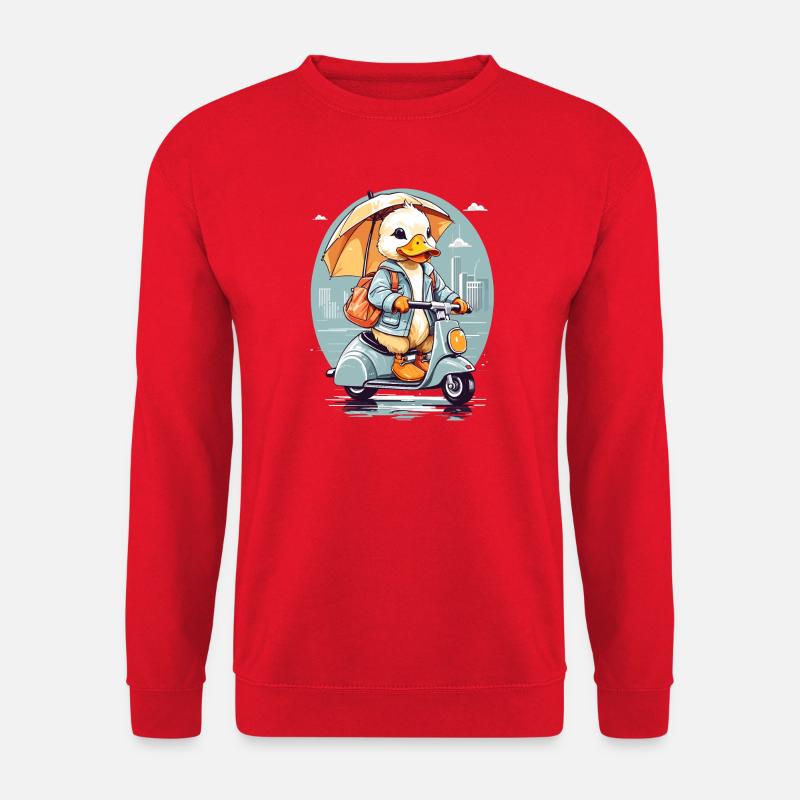 Ente mit Roller - Unisex Pullover - Rot