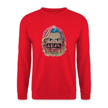 Ausdrucksstarke Reva Prisma verrückt mit buntem Haar - Unisex Pullover - Rot - Vorne - Alina (178cm) & Michal (187cm)