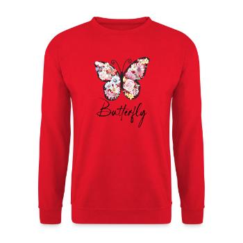 Flower Wings Flower Butterfly - Unisex Sweatshirt - red - Front - Alina (178cm) & Michal (187cm)