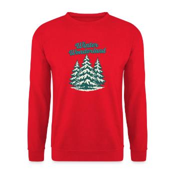 Winter Wonderland Pines - Unisex Sweatshirt - red - Front - Alina (178cm) & Michal (187cm)