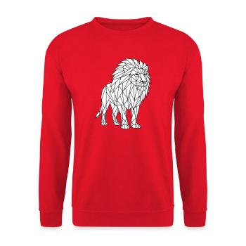 Style géométrique de polygone Lion - Sweat-shirt Unisexe - rouge - Devant - Alina (178cm) & Michal (187cm)