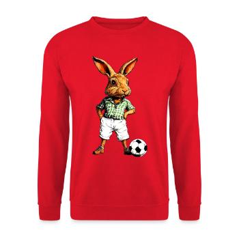 Hase Fussball - Unisex Pullover - Rot - Vorne - Alina (178cm) & Michal (187cm)