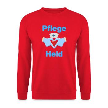Care Hero – With Heart and Gloves - Unisex Sweatshirt - red - Front - Alina (178cm) & Michal (187cm)