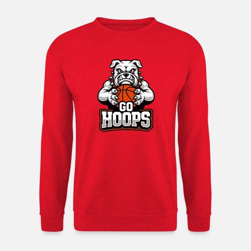 Go Hoops Bulldog Basketball-Maskottchen - Unisex Pullover - Rot