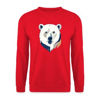 Polar Bear Polar Bear Head Drawing Head Design Motif - Unisex Sweatshirt - red - Front - Alina (178cm) & Michal (187cm)