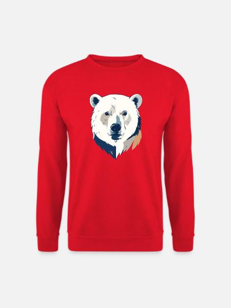 Polarbär Eisbär Kopf Zeichnung Kopfdesign Motiv - Unisex Pullover - Rot