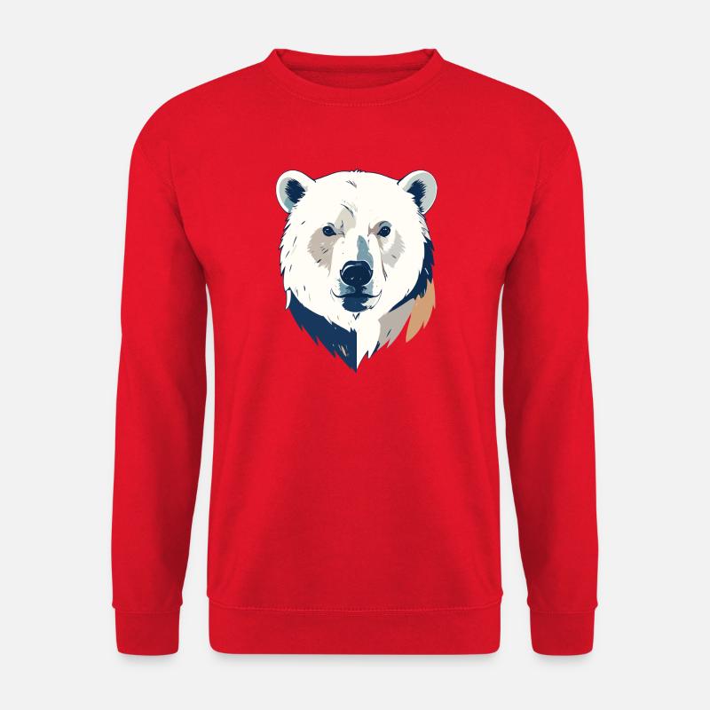 Polarbär Eisbär Kopf Zeichnung Kopfdesign Motiv - Unisex Pullover - Rot