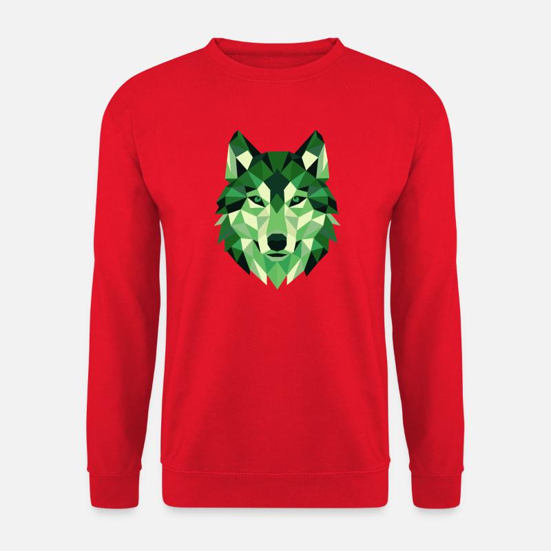 Wolf Head Polygon Geometry Portrait - Unisex Sweatshirt - red