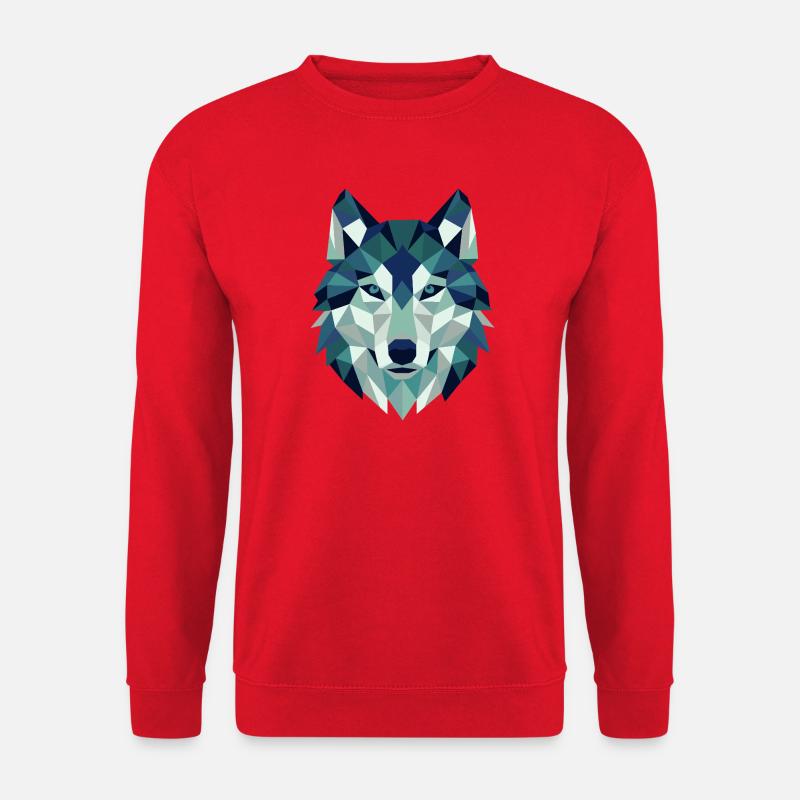 Wolfskopf Polygon Geometrie  - Unisex Pullover - Rot