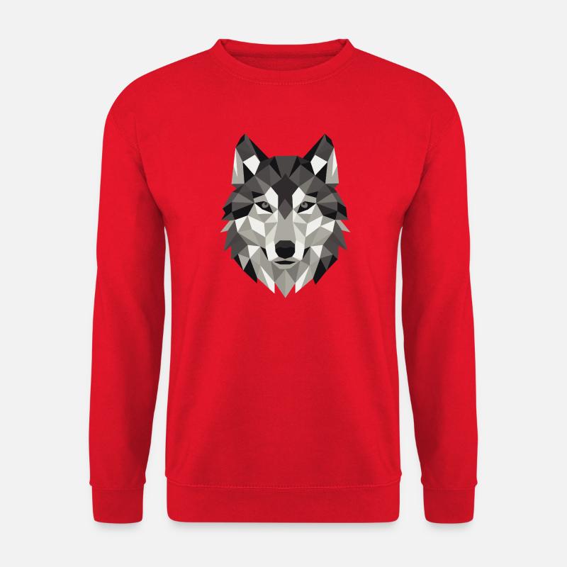 Wolf Head Lowpoly Geometry - Unisex Sweatshirt - red