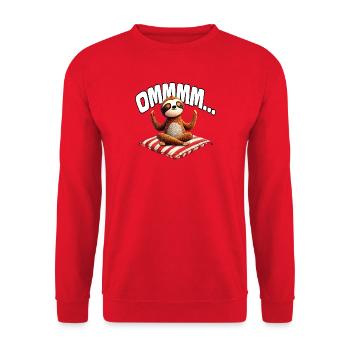 Ommmm... Sloth Meditation - Unisex Sweatshirt - red - Front - Alina (178cm) & Michal (187cm)