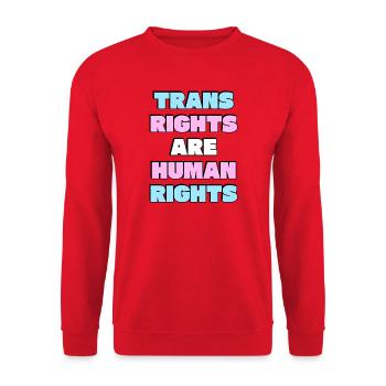 Trans-Rechte sind Menschenrechte - Unisex Pullover - Rot - Vorne - Alina (178cm) & Michal (187cm)