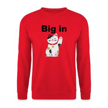 BIG IN JAPAN, JAPAN-FAN-DESIGN, LIEBLINGSLAND 🇯🇵 - Unisex Pullover - Rot - Vorne - Alina (178cm) & Michal (187cm)