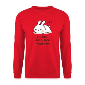 Schläfriges Kaninchen - Unisex Pullover - Rot - Vorne - Alina (178cm) & Michal (187cm)