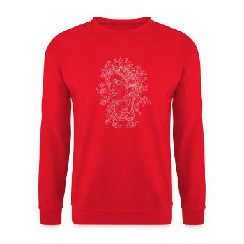 Antike griechische Statue – Efeu Dark Academia Shi - Unisex Pullover - Rot - Vorne - Alina (178cm) & Michal (187cm)