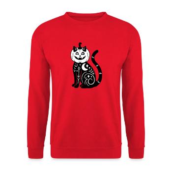 Halloween Katze Kürbiskostüm - SW - Unisex Pullover - Rot - Vorne - Alina (178cm) & Michal (187cm)