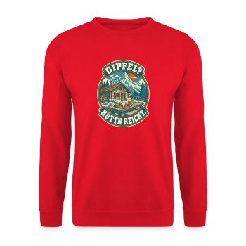 Gipfel Hüttn reicht Berghütte - Unisex Pullover - Rot - Vorne - Alina (178cm) & Michal (187cm)