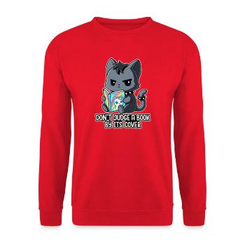 Goth-Katze liest - Unisex Pullover - Rot - Vorne - Alina (178cm) & Michal (187cm)