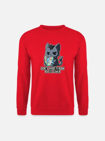 Goth-Katze liest - Unisex Pullover - Rot