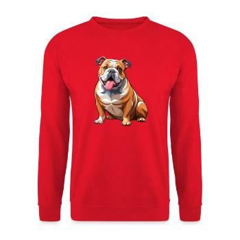 Bulldoggen-Hundesitting - Unisex Pullover - Rot - Vorne - Alina (178cm) & Michal (187cm)