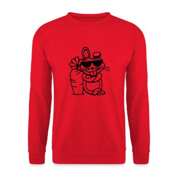 Cooler Hase (vec) - Unisex Pullover - Rot - Vorne - Alina (178cm) & Michal (187cm)
