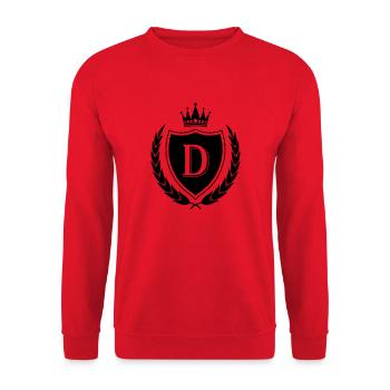 wappen D Krone - Unisex Pullover - Rot - Vorne - Alina (178cm) & Michal (187cm)