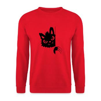 Scratching Evil Cat - Unisex Sweatshirt - red - Front - Alina (178cm) & Michal (187cm)