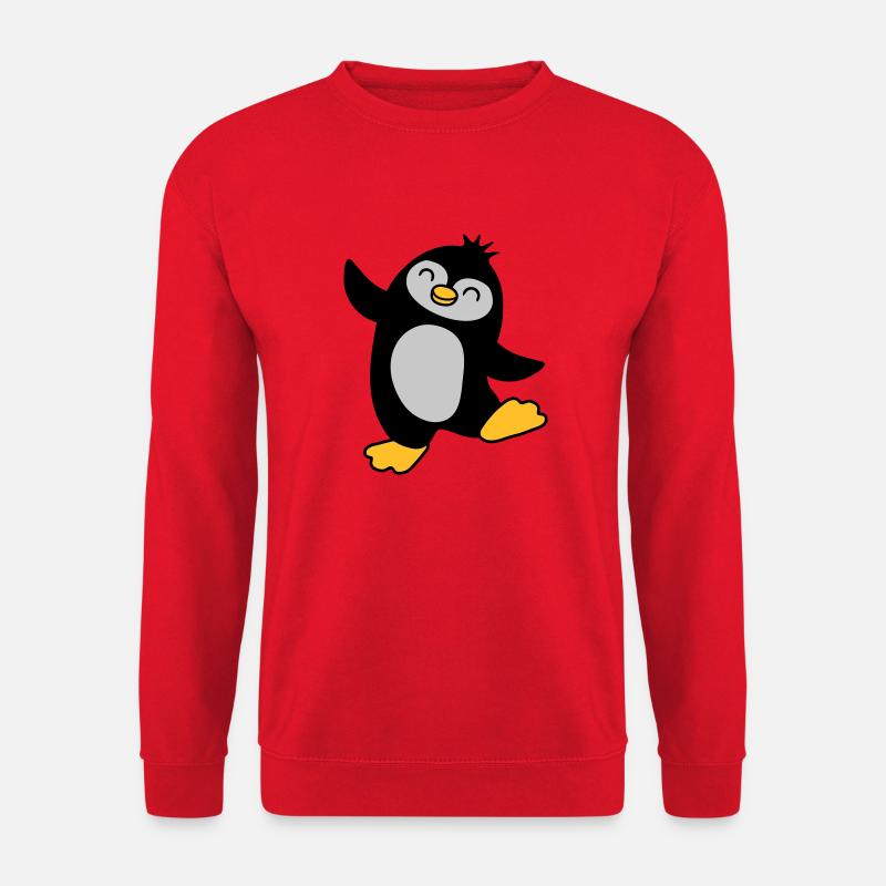 Happy cute penguin dancing - Unisex Sweatshirt - red