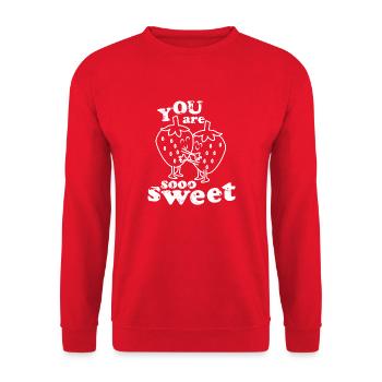 Sweet Fruits Sweet Embrace Compliment Gift - Unisex Sweatshirt - red - Front - Alina (178cm) & Michal (187cm)