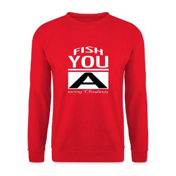 quote buy bite me fishing tshirts under the tree - Unisex Pullover - Rot - Vorne - Alina (178cm) & Michal (187cm)