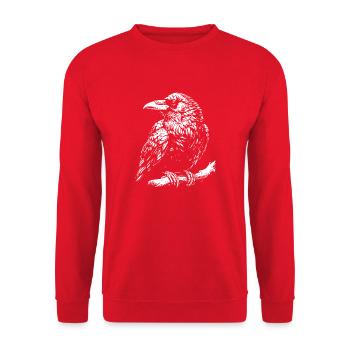 Le dessin du corbeau en noir et blanc - Sweat-shirt Unisexe - rouge - Devant - Alina (178cm) & Michal (187cm)