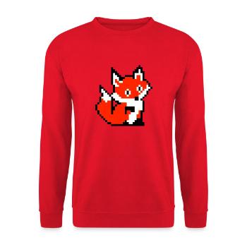 Fox Fox Paw rétro conception de chemise de pixel - Sweat-shirt Unisexe - rouge - Devant - Alina (178cm) & Michal (187cm)