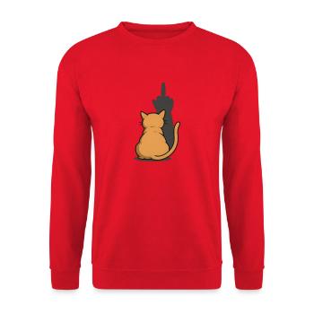 Cat Middle Finger Shadow - Unisex Sweatshirt - red - Front - Alina (178cm) & Michal (187cm)