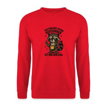 Hab Das Schon Verstanden Ist Mir Nur Egal - Unisex Pullover - Rot - Vorne - Alina (178cm) & Michal (187cm)