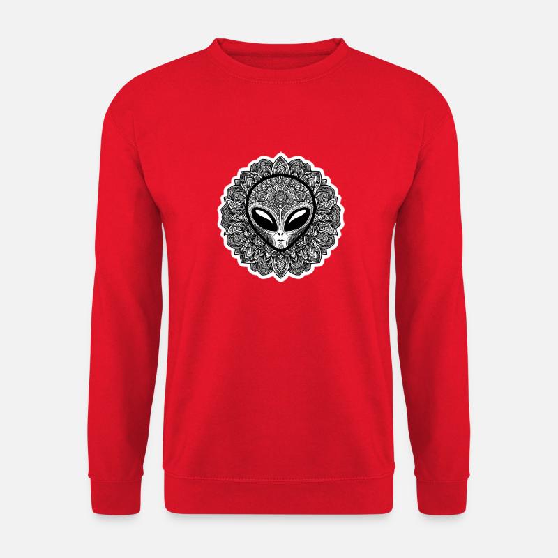 Mandala Alien Maske mit Blütenring - Unisex Pullover - Rot