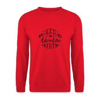 let the adventure begin black - Unisex Pullover - Rot - Vorne - Alina (178cm) & Michal (187cm)