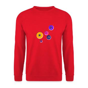 Schaltflächen mit Zeichen - Unisex Pullover - Rot - Vorne - Alina (178cm) & Michal (187cm)