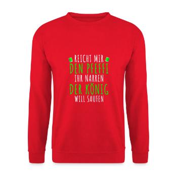 Pfefferminz Likör Pfeffi Vatertag Sauf - Unisex Pullover - Rot - Vorne - Alina (178cm) & Michal (187cm)