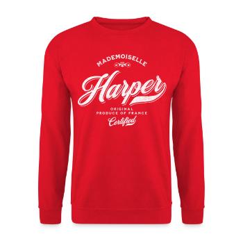 Mademoiselle Harper - Sweat-shirt Unisexe - rouge - Devant - Alina (178cm) & Michal (187cm)