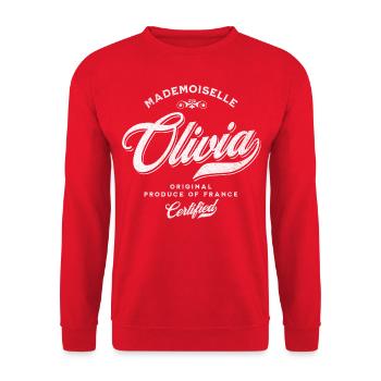 Mademoiselle Olivia - Sweat-shirt Unisexe - rouge - Devant - Alina (178cm) & Michal (187cm)