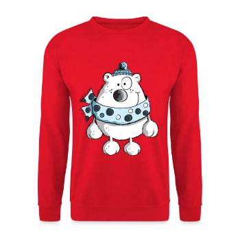 Cuddly Polar Baer- Bears - Winter - Cartoon - Unisex Sweatshirt - red - Front - Alina (178cm) & Michal (187cm)