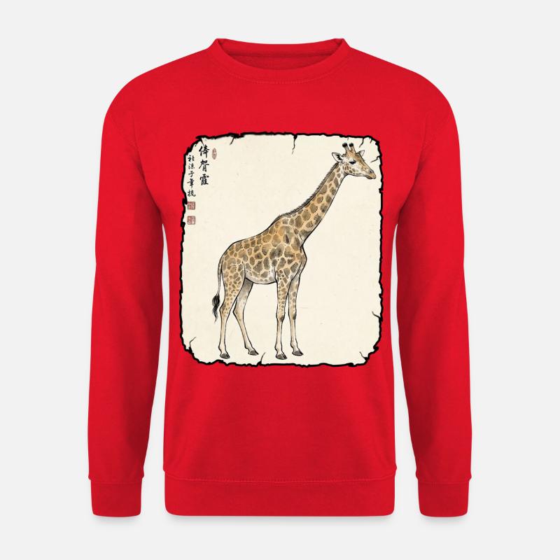 Giraffe Antik Kunst - Unisex Pullover - Rot