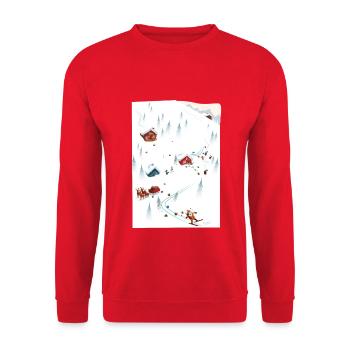 Le Père Noël skieur - Sweat-shirt Unisexe - rouge - Devant - Alina (178cm) & Michal (187cm)