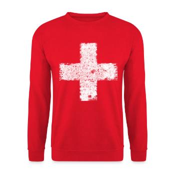 Schweizerkreuz Vintage - Unisex Pullover - Rot - Vorne - Alina (178cm) & Michal (187cm)