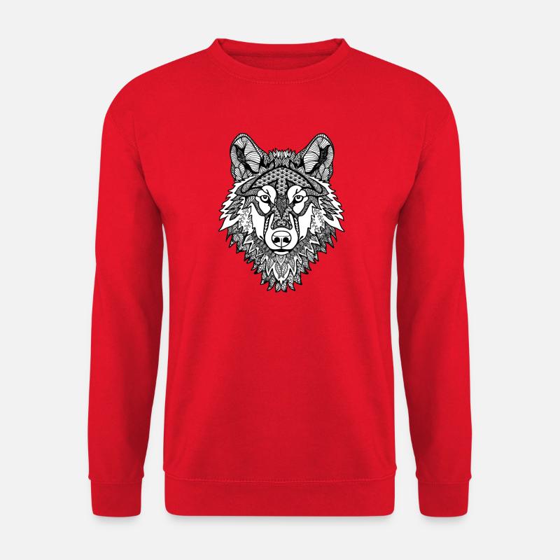 Mandala Wolf - Unisex Pullover - Rot
