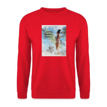Beach Surfer Girl – Positive Vibes - Unisex Sweatshirt - red - Front - Alina (178cm) & Michal (187cm)