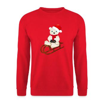 enchanting polar bear while sledging - Unisex Sweatshirt - red - Front - Alina (178cm) & Michal (187cm)