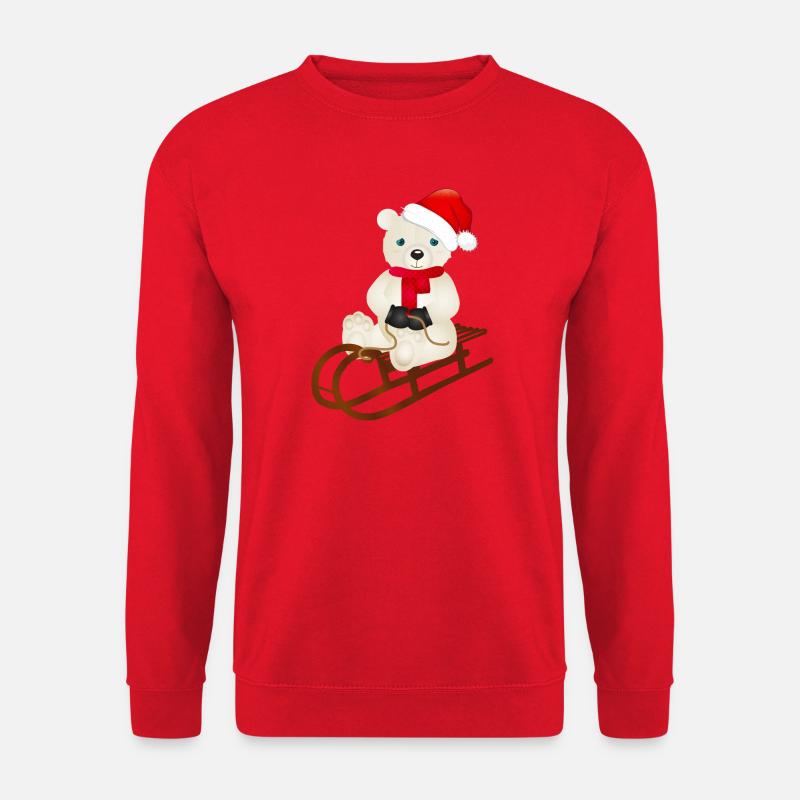 enchanting polar bear while sledging - Unisex Sweatshirt - red