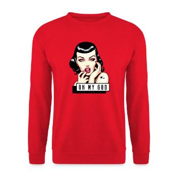 Lola Rockabilly Illustration TShirt - Sweat-shirt Unisexe - rouge - Devant - Alina (178cm) & Michal (187cm)